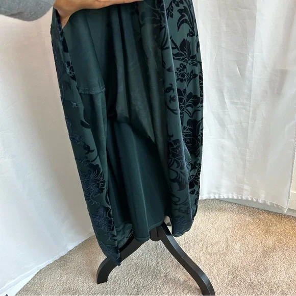 Vince Camuto Burnout Green Navy Velvet Highlow Dress sleeveless cocktail party - Picture 8 of 14